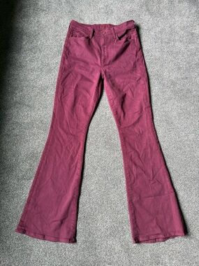 MOTHER Rose-Red Denim Flares